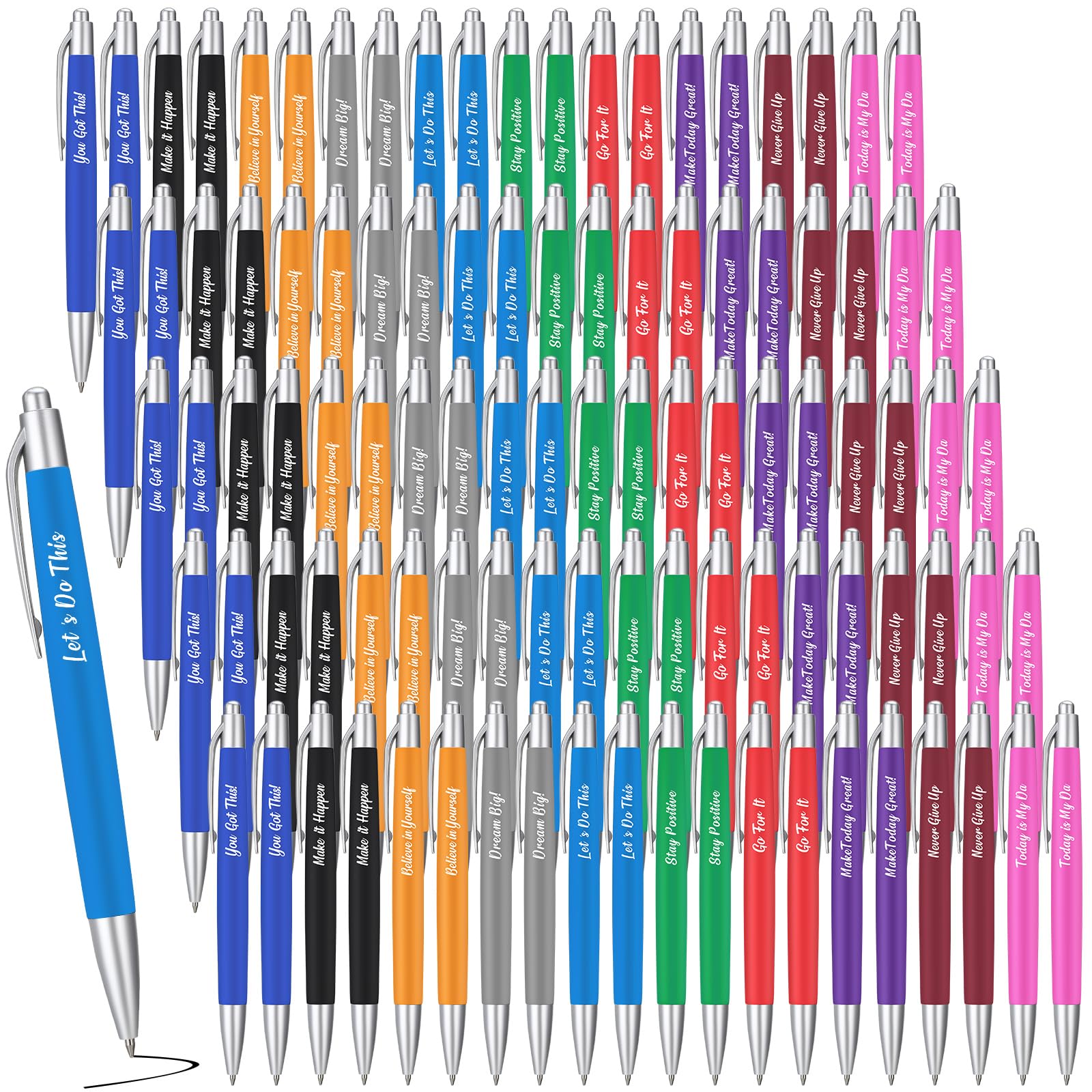 Gueevin 200 Pcs Inspirational Pens Employee Appreciation Pens Black Ballpoint Ink Funny Motivational Pens Thank You Pens Bulk Fo